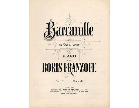 8158 | Barcarolle en Sol Mineur pour Piano - Op. 13