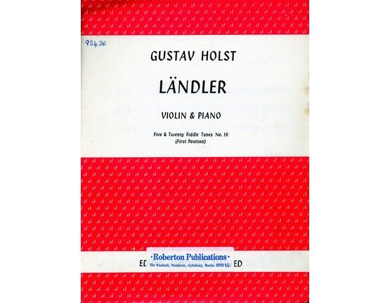8158 | Holst - Landler - For Violin and Piano - Five and Twenty Fiddle Tunes No. 19 in First Position