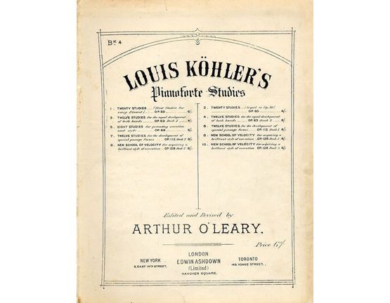 8158 | Twelve Studies - Op. 63, Book 2, No.'s 8 - 12 - For Piano - Book 4 from Louis Kohler's Pianoforte studies series