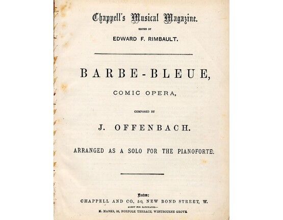 8167 | Barbe Bleue - Comic Opera - Arranged for Solo Piano