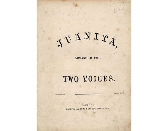 8167 | Juanita - Popular Song - Arranged for two voices