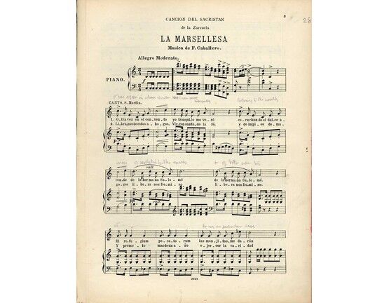 8167 | La Marsellesa - Cancion del Sacristan de la Zarzuela - For Voice & Piano