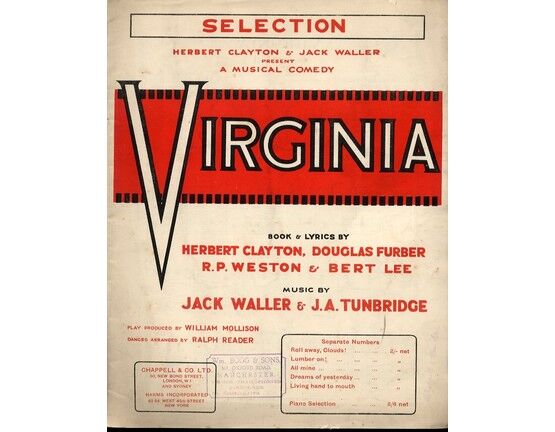 8167 | Virginia  - Piano Selection - from the Musical Comedy ("Virginia") - for Piano