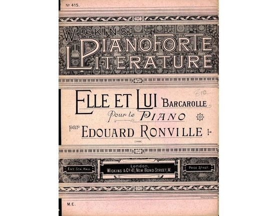8174 | Elle et Lui - Barcarolle pour le Piano - Wickins Pianoforte Literature Series No. 415