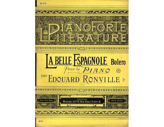 8174 | La Belle Espagnole - Bolero pour le Piano - Wickins Pianoforte Literature Series No. 418