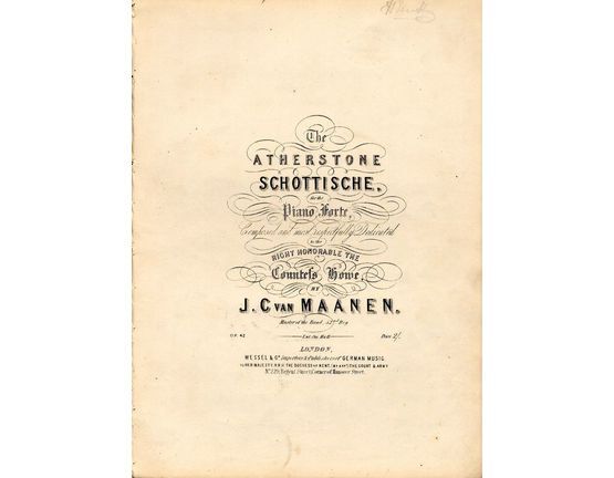 8179 | The Atherstone Schottische - For the Pianoforte - Composed and most respectfully dedicated to the Right Honorable the Countefs Howe - Op. 42