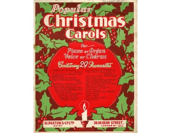 8190 | Popular Christmas Carols - For Piano or Organ, Voice or Chorus - Containing 29 Favourites