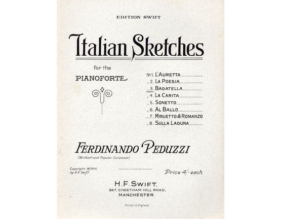 8193 | Bagatella - No. 3 From  ''Italian Sketches'' - For Pianoforte - Edition Swift