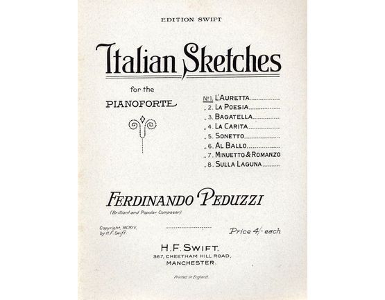 8193 | L'Auretta - No. 1 From  ''Italian Sketches'' - For Pianoforte - Edition Swift