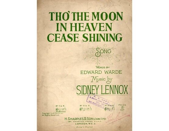 8202 | Tho The Moon In Heaven Cease Shining - Song in the key of F Major for Lower voice
