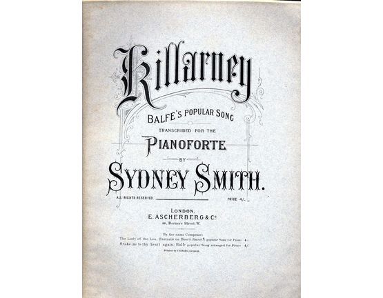 8206 | Killarney (Balfe's Popular Song) arranged for  Piano Solo