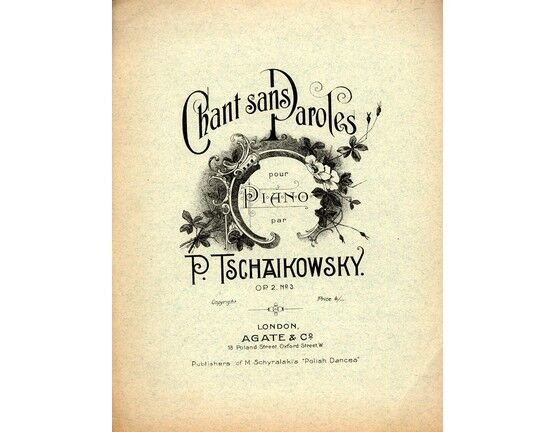 8207 | Tschaikowsky - Chant Sans Paroles - Op. 2 No. 3