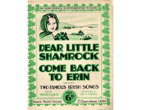 8216 | Dear Little Shamrock and Come Back to Erin - Two Famous Irish Songs