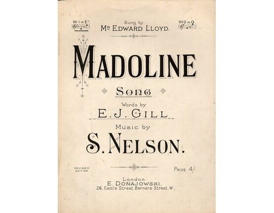 8237 | Madoline, I Dream of the Sweet Madoline -  Song in the key of E flat major for Low Voice