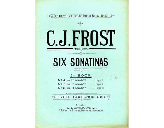 8237 | Sonatas No. 4- 6 - 2nd Book from Six Sonatas Series - The Castle Series of Music Books No. 521