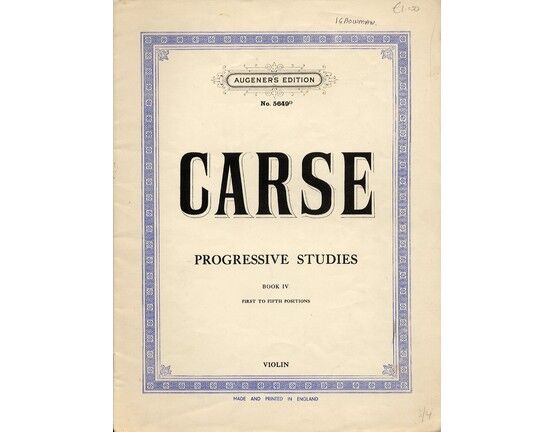 8239 | Carse - Progressive studies for the violin Book IV, First to Fifth positions