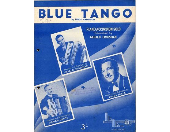 8250 | Blue Tango - Piano Accordion Solo Transcribed by Gerald Crossman