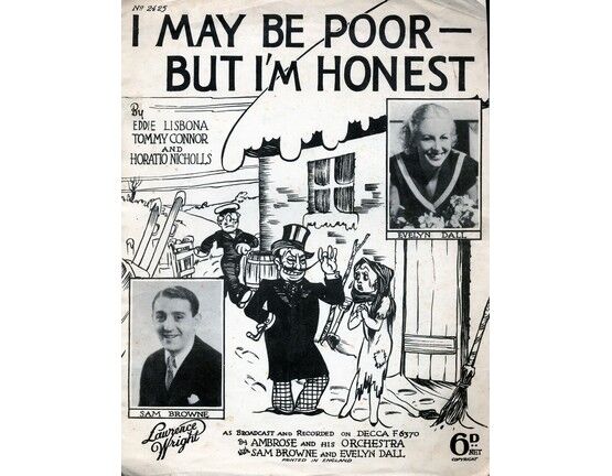 8261 | I May Be Poor But I'm Honest - Song Featuring 'Evelyn Dall' and 'Sam Browne' - Recorded by Ambrose and his Orchestra