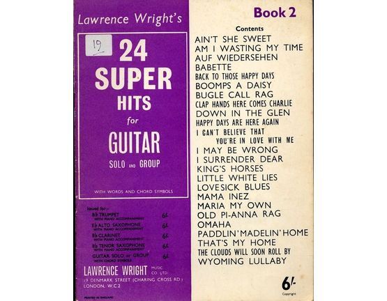 8261 | Lawrence Wright's 24 Super Hits - Book Two - For Guitar Solo and Group