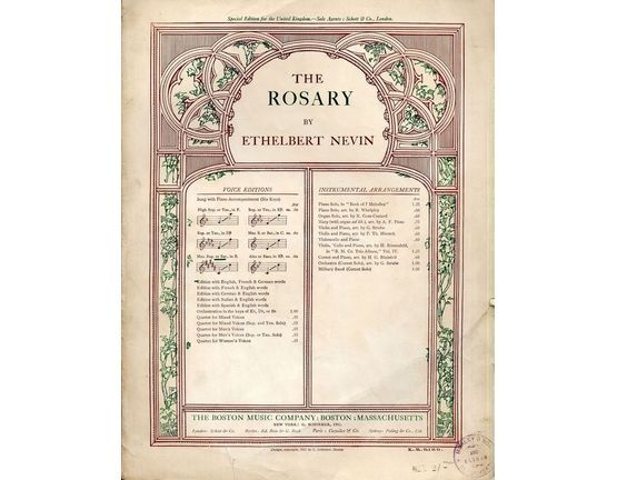 8283 | The Rosary - Song - For Mezzo Soprano or Baritone - In the key of B major