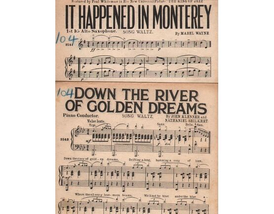8284 | DANCE BAND with Vocals:- (a) Down the River of Golden Dreams- Song Waltz  (b) It Happened in Monterey- Song Waltz featured by Paul Whiteman in the New