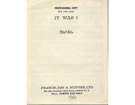 8284 | It Was I - Professional Copy - For Piano and Voice with Guitar chord symbols