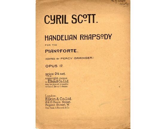 8291 | Handelian Rhapsody - For the Pianoforte - Op. 17