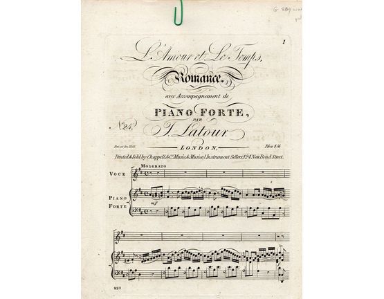 8294 | L' Amour et le Temps - Romance avec accompagnement de Pianoforte - No. 24 - Plate No. 823