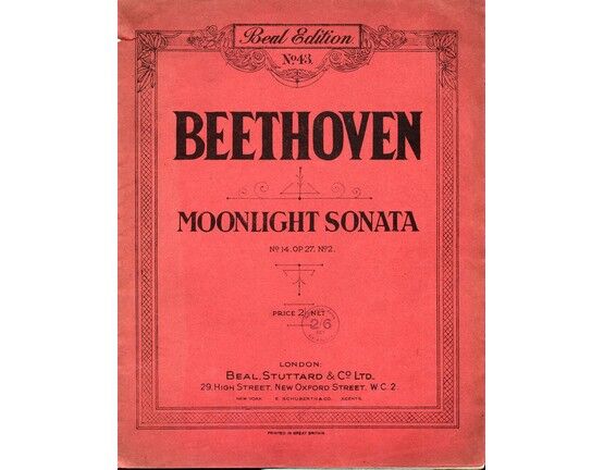 8311 | Beethoven Moonlight Sonata - No. 14, Op 27, No. 2 - Beal Edition No. 43