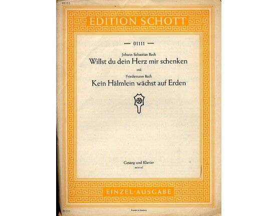 8322 | Two Songs - Willst du Dein Herz Mir Schenken and Kein Halmlein Wachst auf Erden - Edition Schott 01111