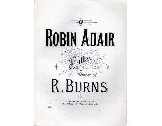 8474 | Robin Adair - Ballad - Pitman, Hart & Co edition No. 102