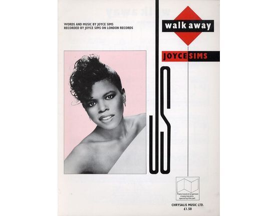 8489 | Walk away - Recorded by Joyce Sims on London Records - For Piano and Voice with Guitar chord symbols