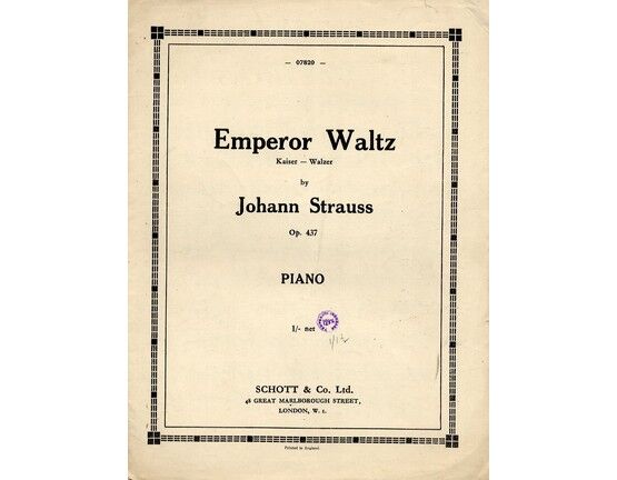 8549 | Emperor Waltz  - Kaiser Walzer - Op. 437  - Edition Schott 07820