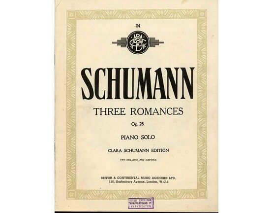 8557 | Schumann - Three Romances - Op. 28 - Piano Solo - Clara Schumann Edition