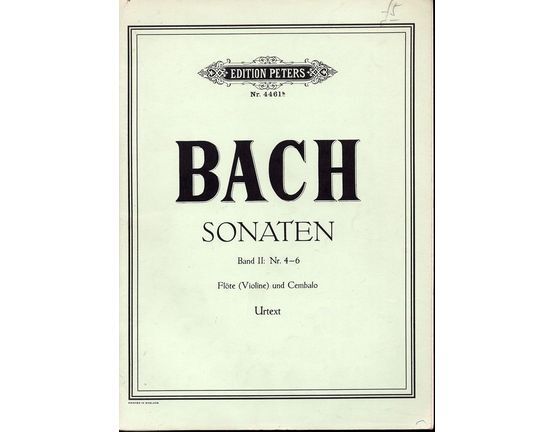 8563 | Bach - Sonaten - Band II: Nr. 4-6 - Flote (Violine) und Cembalo -Edition Peters No. 4461b