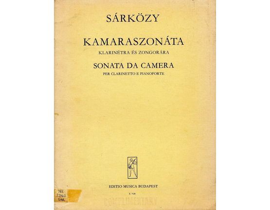 8565 | Sonata da Camera - Per Clarinette e Pianoforte - Editio Musica Budapest Z. 7128