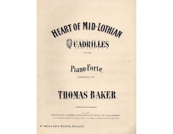 8604 | Heart of Mid-Lothian - Quadrilles for the Pianoforte - Musical Bouquet No.'s 4933 and 4934