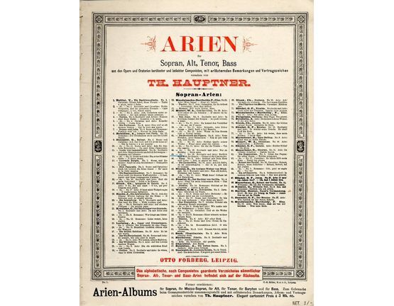 8605 | Recitativ und Arie - Arien fur Sopran, Alt, Tenor, Bass Series No. 45