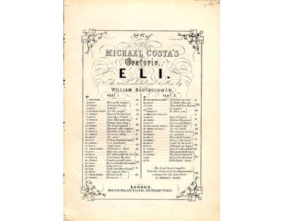 8623 | Recitative - It is a Good Thing  - No. 36 of Michael Costa's Oratorio "Eli"