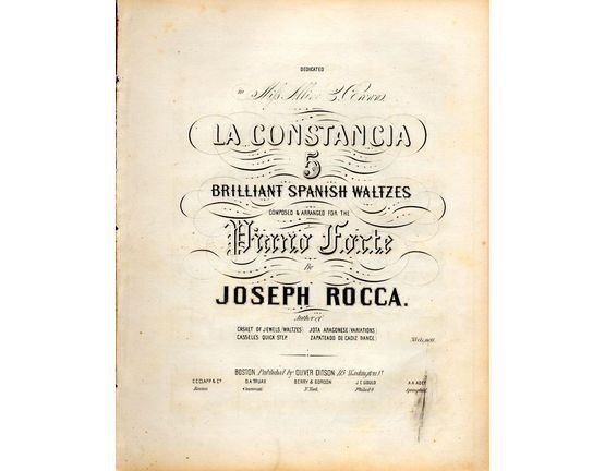 8639 | La Constancia - 5 Brilliant Spanish Waltzes - Composed and Arranged for the Pianoforte