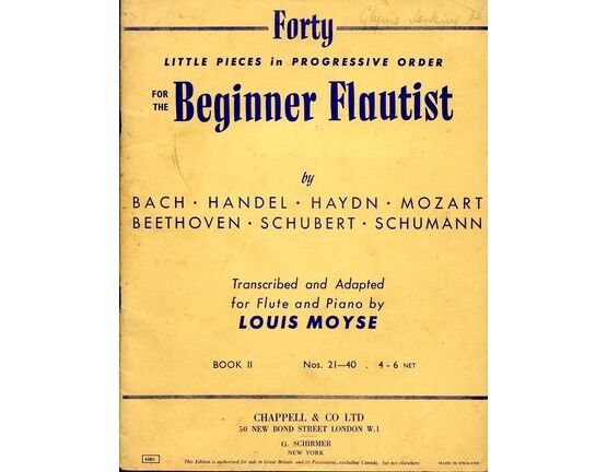 8643 | Forty Little pieces in progressive order for the beginner flautist - Book 2 - Nos. 21 to 40