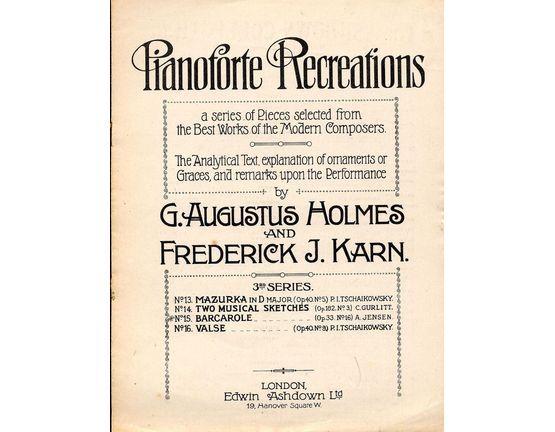 8646 | Barcarole - Op. 33, No. 16 - From 'Pianoforte Recreations' - A series of pieces selected from the best works of the modern composers