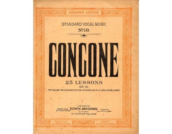 8646 | Concone - Twenty Five Lessons - Standard Vocal Music No. 19 Op. 10 - Of Moderate Difficulty