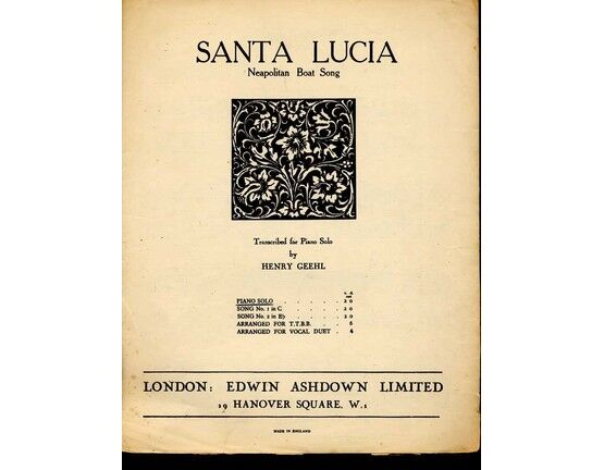 8646 | Santa Lucia - Neapolitan Song - For Piano Solo
