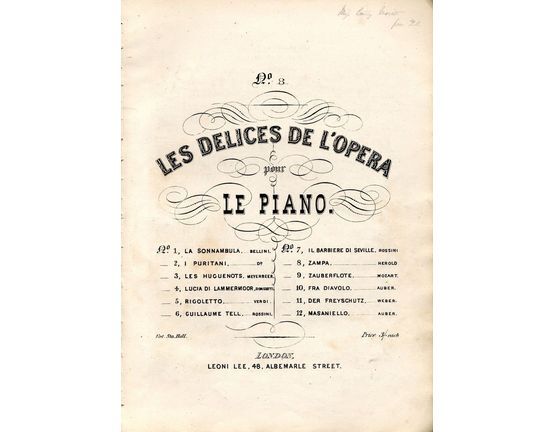 8650 | Zampa - No. 8 from Les Delices de L'Opera pour Piano