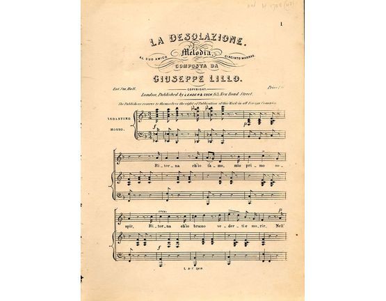 8659 | La Desolazione - Melodia for Pianoforte Solo