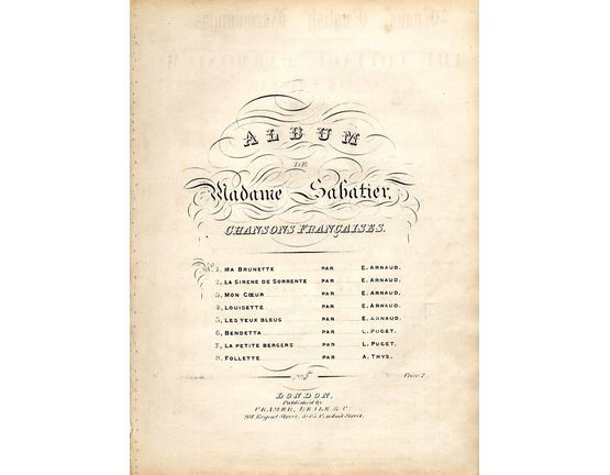 8683 | Les Yeux Bleus - No. 5 from Album de Madame Sabatier Chansons Francaises