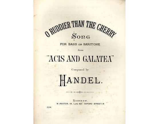 8702 | O Ruddier than the Cherry - Song for Bass or Baritone from Acis and Galatea - Paxton No. 334