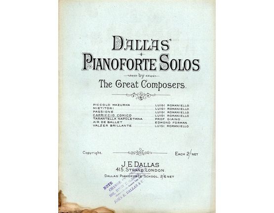 8707 | Capriccio Comico - Dallas' Pianoforte Solos by Great Composers Series