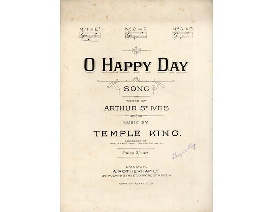 8710 | O Happy Day - Song in the key of E flat Major - for Low Voice